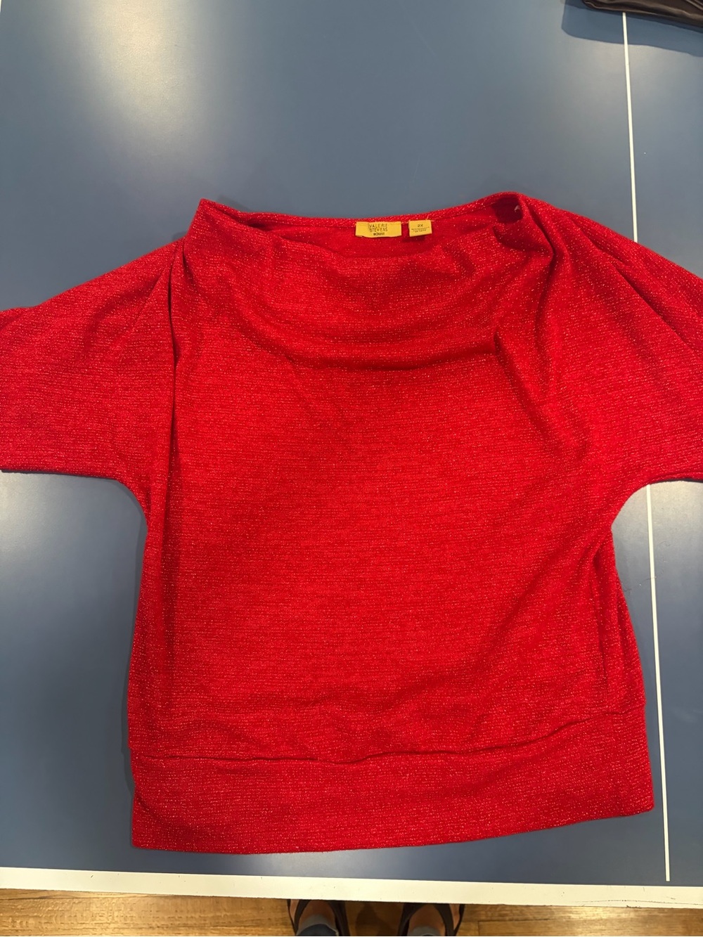 Valerie Stevens vintage Shimmery Red Short-Sleeve Top